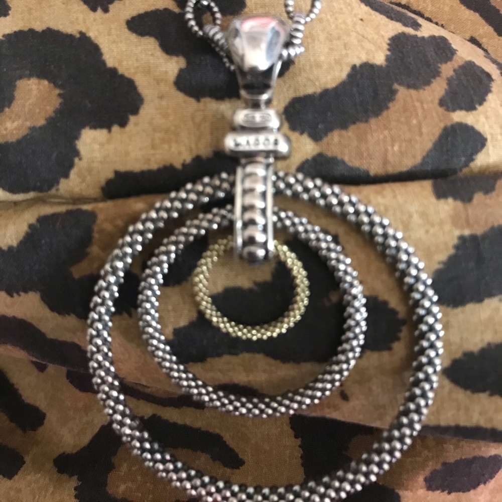 Lagos signature silver and gold caviar necklace